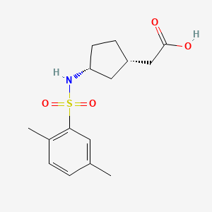 molecular formula C15H21NO4S B7353159 2-[(1S,3R)-3-[(2,5-dimethylphenyl)sulfonylamino]cyclopentyl]acetic acid 