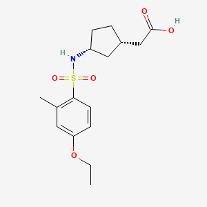 molecular formula C16H23NO5S B7353165 2-[(1S,3R)-3-[(4-ethoxy-2-methylphenyl)sulfonylamino]cyclopentyl]acetic acid 