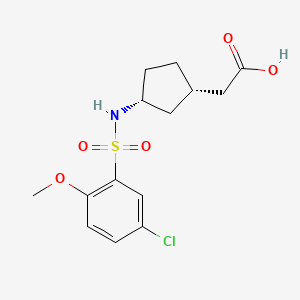 molecular formula C14H18ClNO5S B7353173 2-[(1S,3R)-3-[(5-chloro-2-methoxyphenyl)sulfonylamino]cyclopentyl]acetic acid 