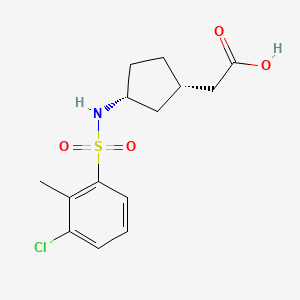 molecular formula C14H18ClNO4S B7353182 2-[(1S,3R)-3-[(3-chloro-2-methylphenyl)sulfonylamino]cyclopentyl]acetic acid 