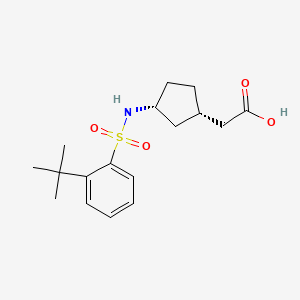 molecular formula C17H25NO4S B7353214 2-[(1S,3R)-3-[(2-tert-butylphenyl)sulfonylamino]cyclopentyl]acetic acid 