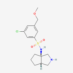 molecular formula C15H21ClN2O3S B7353247 N-[(3aR,6aS)-2,3,4,5,6,6a-hexahydro-1H-cyclopenta[c]pyrrol-3a-yl]-3-chloro-5-(methoxymethyl)benzenesulfonamide 