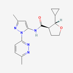 molecular formula C17H21N5O2 B7353301 (2S,3R)-2-cyclopropyl-N-[5-methyl-2-(6-methylpyridazin-3-yl)pyrazol-3-yl]oxolane-3-carboxamide 