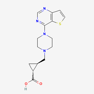 molecular formula C15H18N4O2S B7353311 (1R,2R)-2-[(4-thieno[3,2-d]pyrimidin-4-ylpiperazin-1-yl)methyl]cyclopropane-1-carboxylic acid 