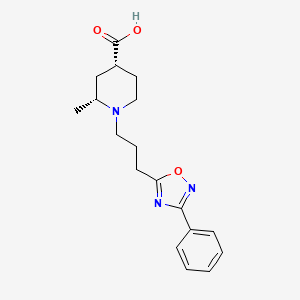 molecular formula C18H23N3O3 B7353357 (2R,4R)-2-methyl-1-[3-(3-phenyl-1,2,4-oxadiazol-5-yl)propyl]piperidine-4-carboxylic acid 