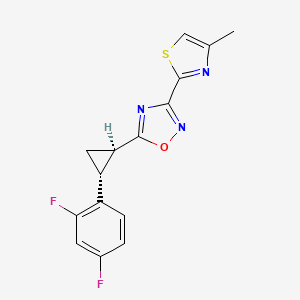 molecular formula C15H11F2N3OS B7353377 5-[(1R,2R)-2-(2,4-difluorophenyl)cyclopropyl]-3-(4-methyl-1,3-thiazol-2-yl)-1,2,4-oxadiazole 