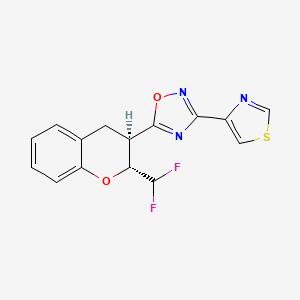 molecular formula C15H11F2N3O2S B7353397 5-[(2R,3R)-2-(difluoromethyl)-3,4-dihydro-2H-chromen-3-yl]-3-(1,3-thiazol-4-yl)-1,2,4-oxadiazole 