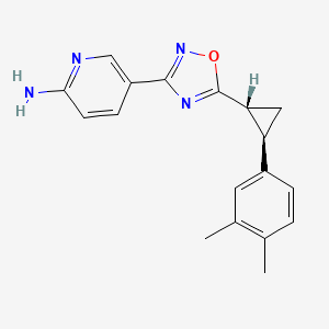 molecular formula C18H18N4O B7353413 5-[5-[(1R,2R)-2-(3,4-dimethylphenyl)cyclopropyl]-1,2,4-oxadiazol-3-yl]pyridin-2-amine 