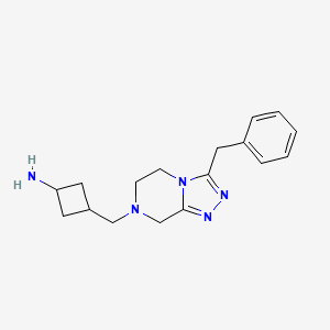 molecular formula C17H23N5 B7353452 3-[(3-benzyl-6,8-dihydro-5H-[1,2,4]triazolo[4,3-a]pyrazin-7-yl)methyl]cyclobutan-1-amine 