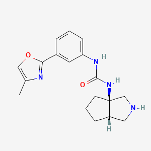 molecular formula C18H22N4O2 B7353463 1-[(3aR,6aS)-2,3,4,5,6,6a-hexahydro-1H-cyclopenta[c]pyrrol-3a-yl]-3-[3-(4-methyl-1,3-oxazol-2-yl)phenyl]urea 