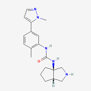 molecular formula C19H25N5O B7353479 1-[(3aR,6aS)-2,3,4,5,6,6a-hexahydro-1H-cyclopenta[c]pyrrol-3a-yl]-3-[2-methyl-5-(2-methylpyrazol-3-yl)phenyl]urea 