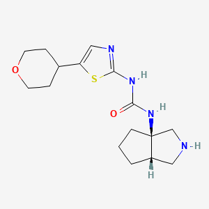 molecular formula C16H24N4O2S B7353480 1-[(3aR,6aS)-2,3,4,5,6,6a-hexahydro-1H-cyclopenta[c]pyrrol-3a-yl]-3-[5-(oxan-4-yl)-1,3-thiazol-2-yl]urea 