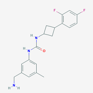 molecular formula C19H21F2N3O B7353481 1-[3-(Aminomethyl)-5-methylphenyl]-3-[3-(2,4-difluorophenyl)cyclobutyl]urea 