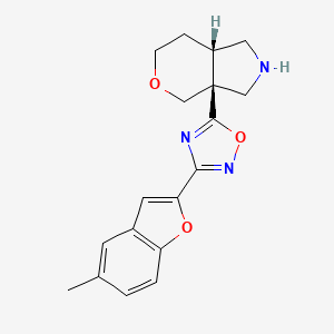 molecular formula C18H19N3O3 B7353516 (3aS,7aS)-3a-[3-(5-methyl-1-benzofuran-2-yl)-1,2,4-oxadiazol-5-yl]-2,3,4,6,7,7a-hexahydro-1H-pyrano[3,4-c]pyrrole 