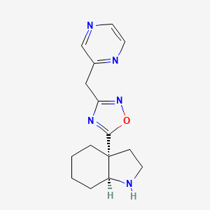 molecular formula C15H19N5O B7353522 5-[(3aR,7aS)-1,2,3,4,5,6,7,7a-octahydroindol-3a-yl]-3-(pyrazin-2-ylmethyl)-1,2,4-oxadiazole 