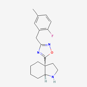 molecular formula C18H22FN3O B7353563 5-[(3aR,7aS)-1,2,3,4,5,6,7,7a-octahydroindol-3a-yl]-3-[(2-fluoro-5-methylphenyl)methyl]-1,2,4-oxadiazole 