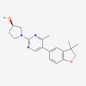 molecular formula C19H23N3O2 B7353571 (3R)-1-[5-(3,3-dimethyl-2H-1-benzofuran-5-yl)-4-methylpyrimidin-2-yl]pyrrolidin-3-ol 