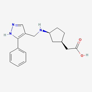 molecular formula C17H21N3O2 B7353615 2-[(1R,3S)-3-[(5-phenyl-1H-pyrazol-4-yl)methylamino]cyclopentyl]acetic acid 