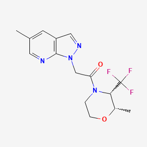 molecular formula C15H17F3N4O2 B7353649 2-(5-methylpyrazolo[3,4-b]pyridin-1-yl)-1-[(2S,3S)-2-methyl-3-(trifluoromethyl)morpholin-4-yl]ethanone 