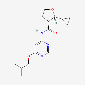 molecular formula C16H23N3O3 B7353657 (2S,3R)-2-cyclopropyl-N-[6-(2-methylpropoxy)pyrimidin-4-yl]oxolane-3-carboxamide 