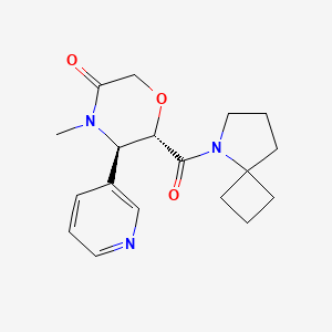 molecular formula C18H23N3O3 B7353658 (5R,6S)-6-(5-azaspiro[3.4]octane-5-carbonyl)-4-methyl-5-pyridin-3-ylmorpholin-3-one 