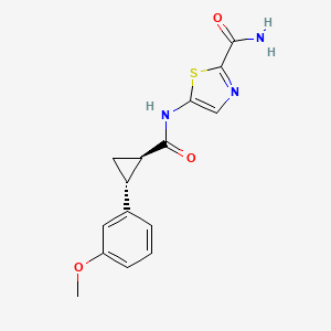 5-[[(1R,2R)-2-(3-methoxyphenyl)cyclopropanecarbonyl]amino]-1,3-thiazole-2-carboxamide