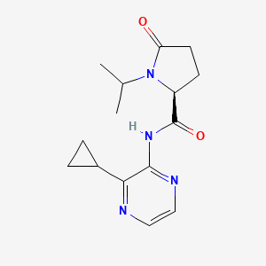 molecular formula C15H20N4O2 B7353674 (2S)-N-(3-cyclopropylpyrazin-2-yl)-5-oxo-1-propan-2-ylpyrrolidine-2-carboxamide 