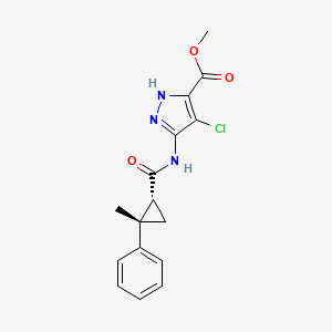 methyl 4-chloro-3-[[(1R,2S)-2-methyl-2-phenylcyclopropanecarbonyl]amino]-1H-pyrazole-5-carboxylate