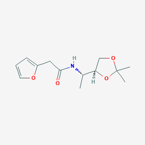 molecular formula C13H19NO4 B7353780 N-[(1S)-1-[(4S)-2,2-dimethyl-1,3-dioxolan-4-yl]ethyl]-2-(furan-2-yl)acetamide 