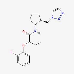 molecular formula C18H23FN4O2 B7353821 2-(2-fluorophenoxy)-N-[(1R,2R)-2-(triazol-1-ylmethyl)cyclopentyl]butanamide 