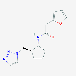 molecular formula C14H18N4O2 B7353833 2-(furan-2-yl)-N-[(1R,2R)-2-(triazol-1-ylmethyl)cyclopentyl]acetamide 