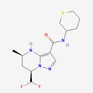 molecular formula C14H20F2N4OS B7353877 (5R,7R)-7-(difluoromethyl)-5-methyl-N-(thian-3-yl)-4,5,6,7-tetrahydropyrazolo[1,5-a]pyrimidine-3-carboxamide 