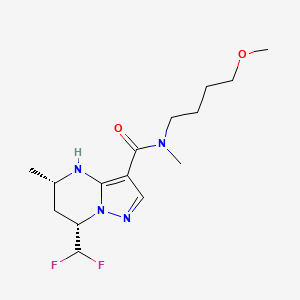 molecular formula C15H24F2N4O2 B7353892 (5S,7S)-7-(difluoromethyl)-N-(4-methoxybutyl)-N,5-dimethyl-4,5,6,7-tetrahydropyrazolo[1,5-a]pyrimidine-3-carboxamide 