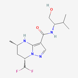 molecular formula C14H22F2N4O2 B7353900 (5S,7S)-7-(difluoromethyl)-N-[(2S)-1-hydroxy-3-methylbutan-2-yl]-5-methyl-4,5,6,7-tetrahydropyrazolo[1,5-a]pyrimidine-3-carboxamide 