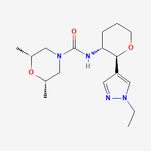 molecular formula C17H28N4O3 B7353967 (2S,6R)-N-[(2S,3R)-2-(1-ethylpyrazol-4-yl)oxan-3-yl]-2,6-dimethylmorpholine-4-carboxamide 