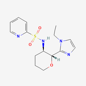 molecular formula C15H20N4O3S B7353981 N-[(2R,3R)-2-(1-ethylimidazol-2-yl)oxan-3-yl]pyridine-2-sulfonamide 