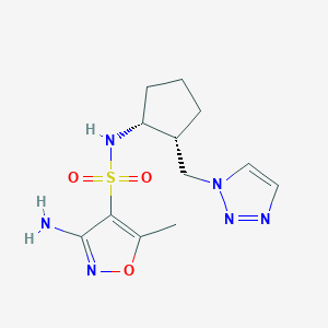 molecular formula C12H18N6O3S B7353991 3-amino-5-methyl-N-[(1R,2R)-2-(triazol-1-ylmethyl)cyclopentyl]-1,2-oxazole-4-sulfonamide 