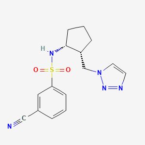 3-cyano-N-[(1R,2R)-2-(triazol-1-ylmethyl)cyclopentyl]benzenesulfonamide