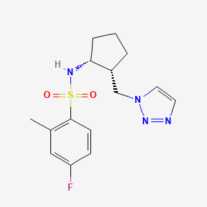 molecular formula C15H19FN4O2S B7354009 4-fluoro-2-methyl-N-[(1R,2R)-2-(triazol-1-ylmethyl)cyclopentyl]benzenesulfonamide 