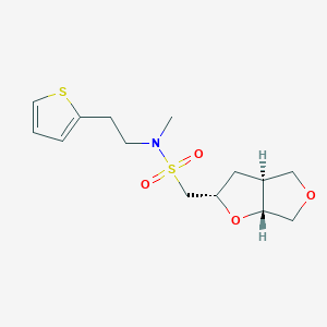 molecular formula C14H21NO4S2 B7354028 1-[(2S,3aS,6aR)-2,3,3a,4,6,6a-hexahydrofuro[2,3-c]furan-2-yl]-N-methyl-N-(2-thiophen-2-ylethyl)methanesulfonamide 