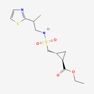 molecular formula C13H20N2O4S2 B7354042 ethyl (1R,2R)-2-[2-(1,3-thiazol-2-yl)propylsulfamoylmethyl]cyclopropane-1-carboxylate 