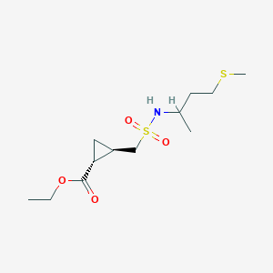 molecular formula C12H23NO4S2 B7354050 ethyl (1R,2R)-2-(4-methylsulfanylbutan-2-ylsulfamoylmethyl)cyclopropane-1-carboxylate 