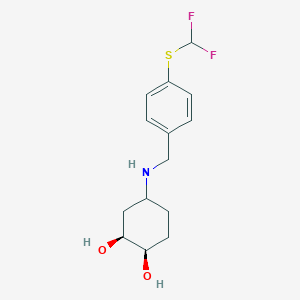 molecular formula C14H19F2NO2S B7354083 (1R,2S)-4-[[4-(difluoromethylsulfanyl)phenyl]methylamino]cyclohexane-1,2-diol 