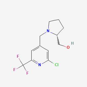 molecular formula C12H14ClF3N2O B7354088 [(2R)-1-[[2-chloro-6-(trifluoromethyl)pyridin-4-yl]methyl]pyrrolidin-2-yl]methanol 