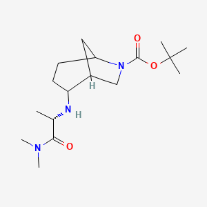 molecular formula C17H31N3O3 B7354094 tert-butyl 2-[[(2S)-1-(dimethylamino)-1-oxopropan-2-yl]amino]-6-azabicyclo[3.2.1]octane-6-carboxylate 