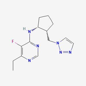 molecular formula C14H19FN6 B7354145 6-ethyl-5-fluoro-N-[(1R,2R)-2-(triazol-1-ylmethyl)cyclopentyl]pyrimidin-4-amine 