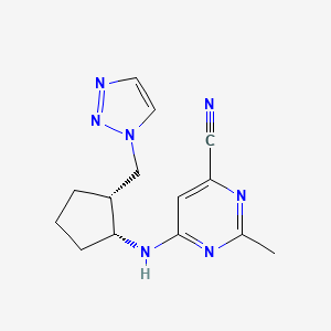 2-methyl-6-[[(1R,2R)-2-(triazol-1-ylmethyl)cyclopentyl]amino]pyrimidine-4-carbonitrile