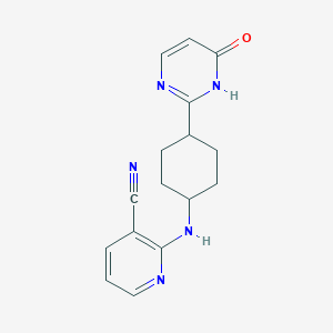 molecular formula C16H17N5O B7354161 2-[[4-(6-oxo-1H-pyrimidin-2-yl)cyclohexyl]amino]pyridine-3-carbonitrile 