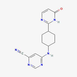 molecular formula C15H16N6O B7354166 6-[[4-(6-oxo-1H-pyrimidin-2-yl)cyclohexyl]amino]pyrimidine-4-carbonitrile 