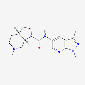 molecular formula C17H24N6O B7354202 (3aR,7aS)-N-(1,3-dimethylpyrazolo[3,4-b]pyridin-5-yl)-6-methyl-3,3a,4,5,7,7a-hexahydro-2H-pyrrolo[2,3-c]pyridine-1-carboxamide 